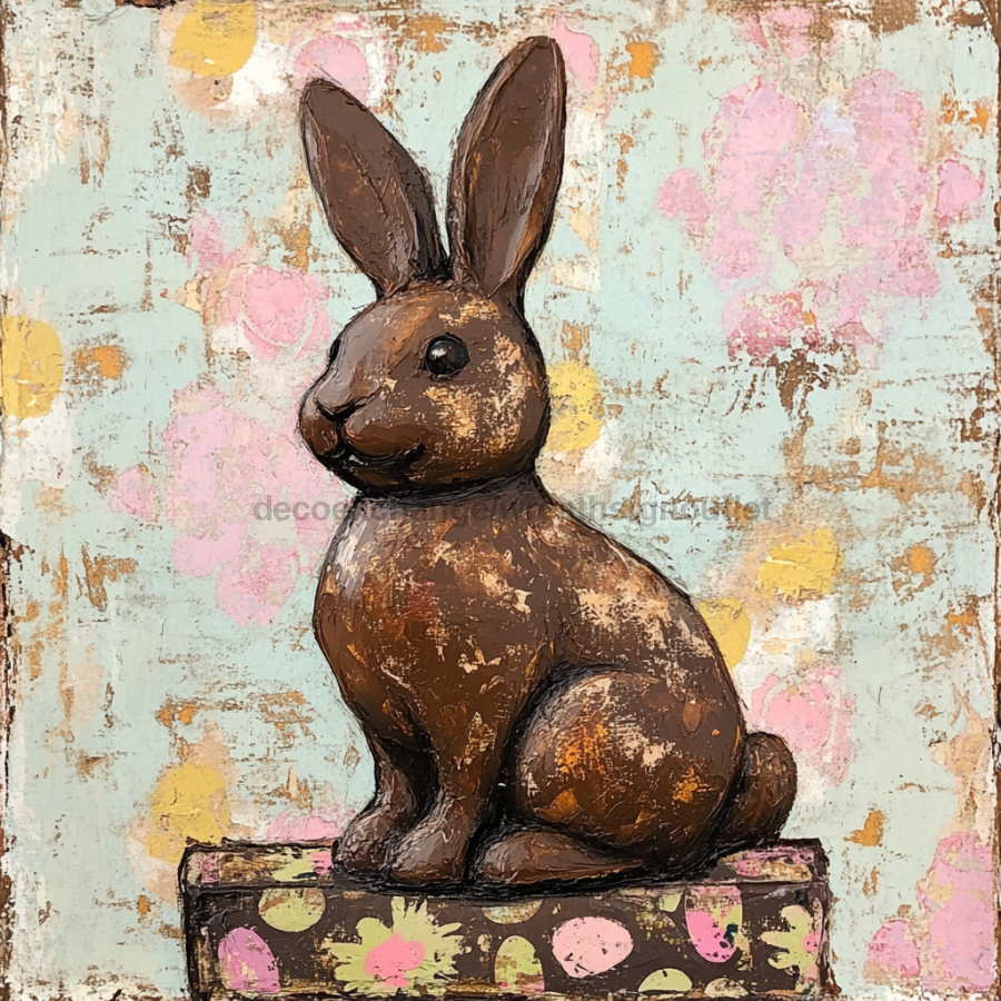 Easter Sign, Chocolate Bunny Sign, DCO-12740, Sign For Wreath, 10x10" Metal Sign