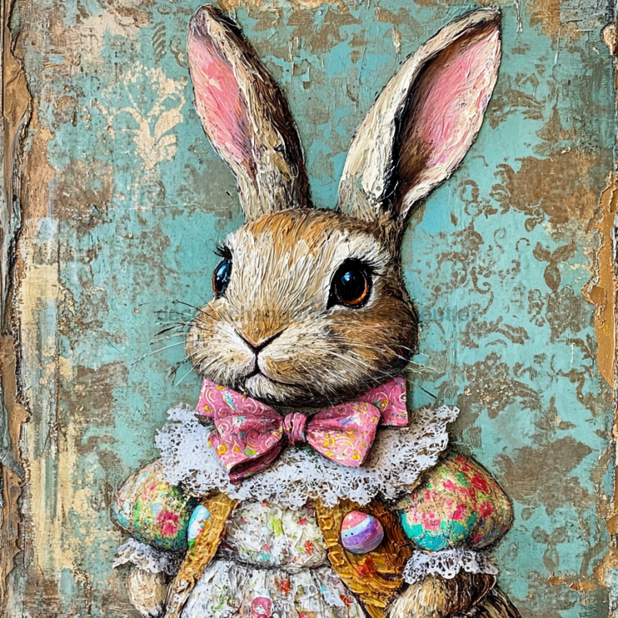 Easter Sign, Cute Bunny,, DCO-12742, Sign For Wreath, 10x10" Metal Sign