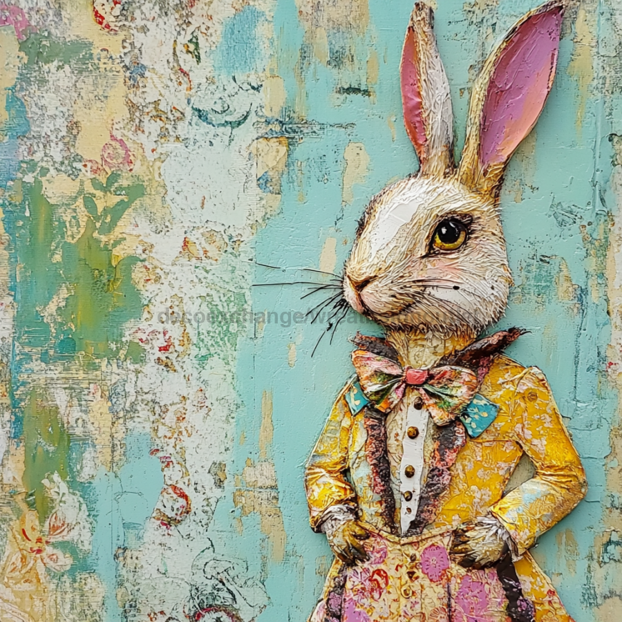 Easter Sign, Cute Bunny,, DCO-12743, Sign For Wreath, 10x10" Metal Sign