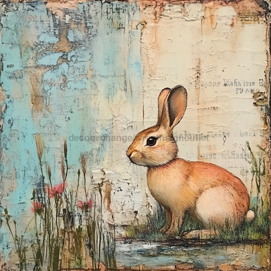 Easter Sign, Cute Bunny,, DCO-12745, Sign For Wreath, 10x10" Metal Sign