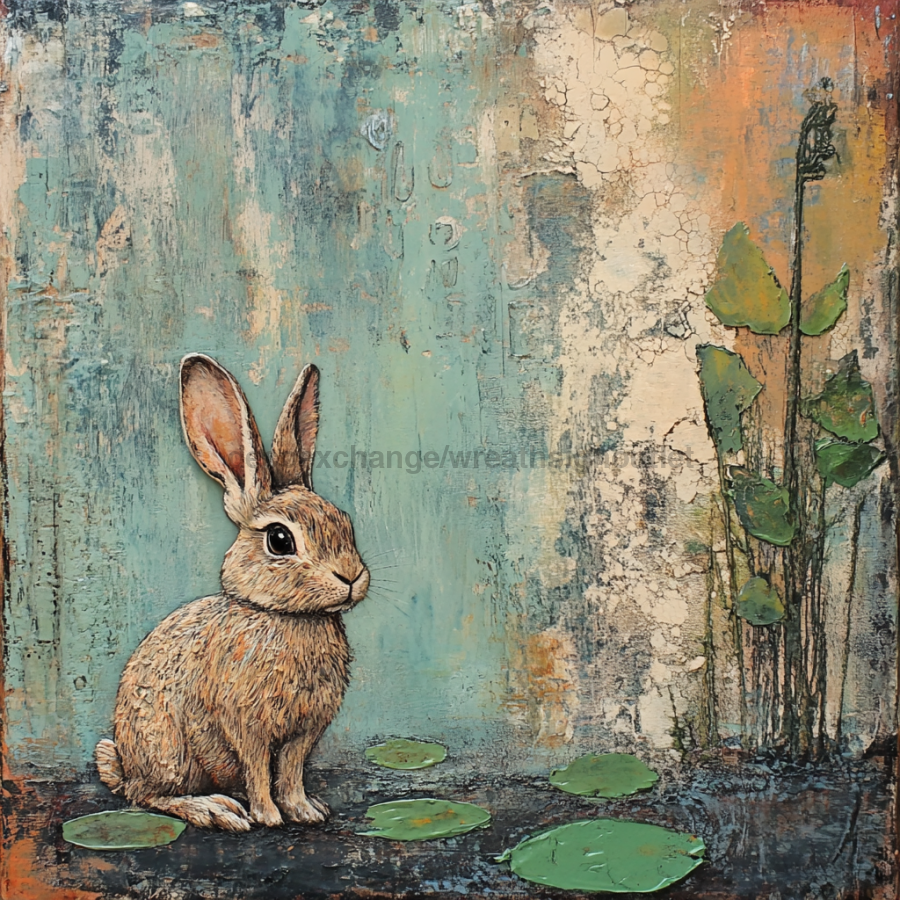 Easter Sign, Cute Bunny,, DCO-12748, Sign For Wreath, 10x10" Metal Sign