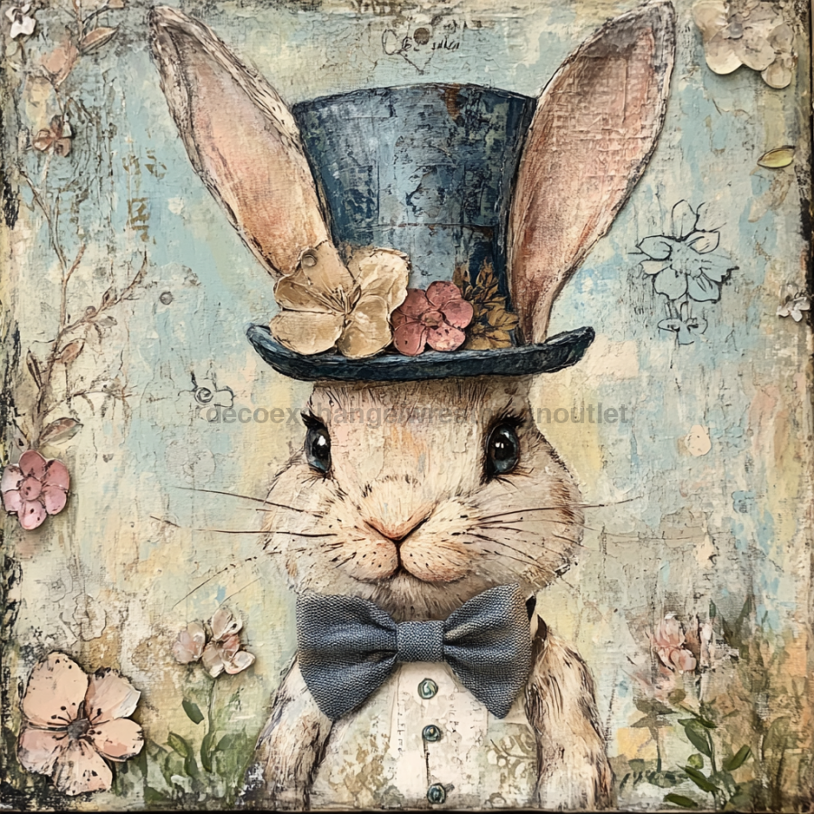 Easter Sign, Cute Bunny,, DCO-12754, Sign For Wreath, 10x10" Metal Sign