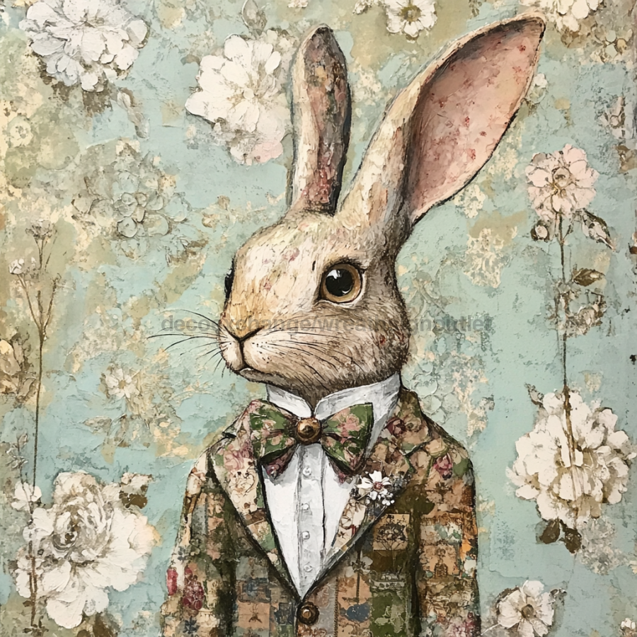 Easter Sign, Cute Bunny,, DCO-12758, Sign For Wreath, 10x10" Metal Sign