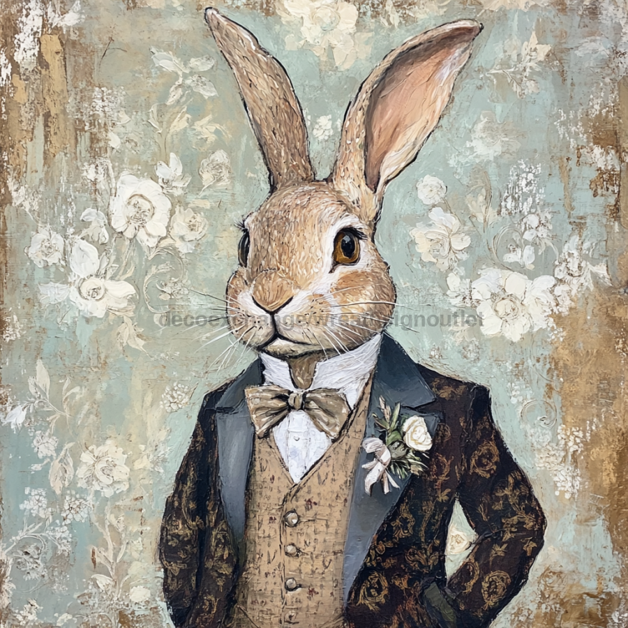 Easter Sign, Cute Bunny,, DCO-12762, Sign For Wreath, 10x10" Metal Sign