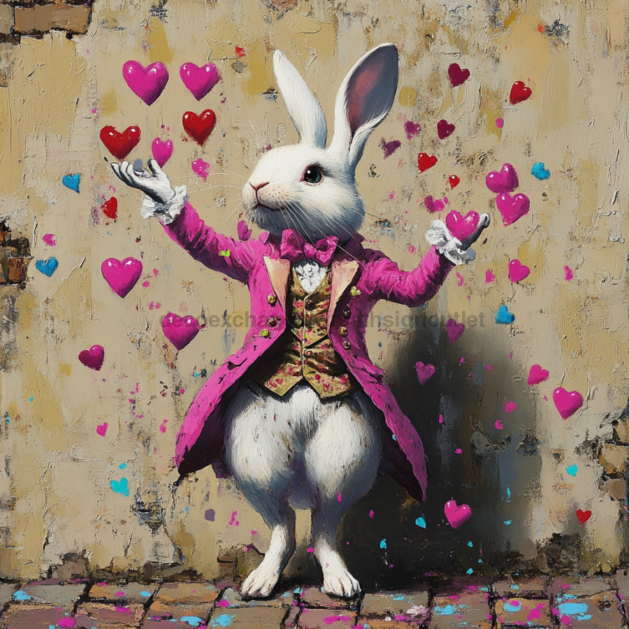 Easter Sign, Cute Bunny,, DCO-12765, Sign For Wreath, 10x10" Metal Sign