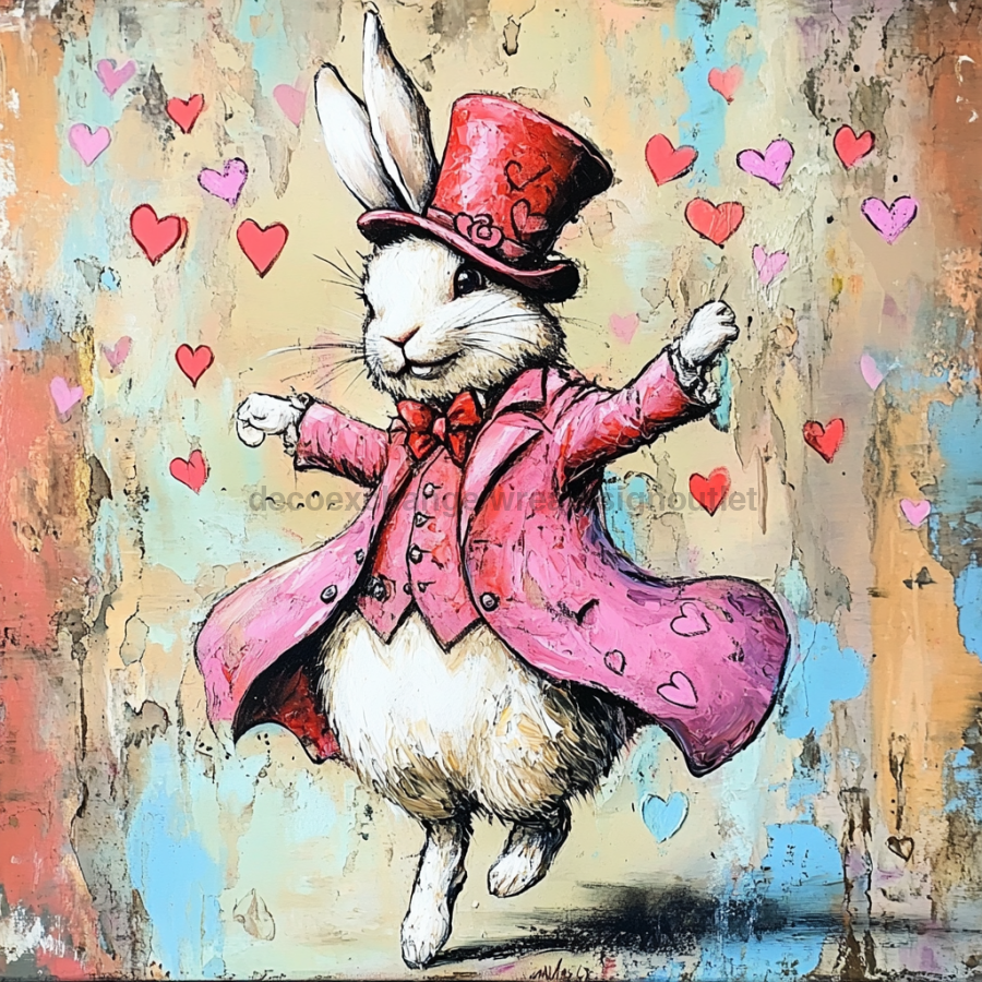 Easter Sign, Cute Bunny,, DCO-12768, Sign For Wreath, 10x10" Metal Sign