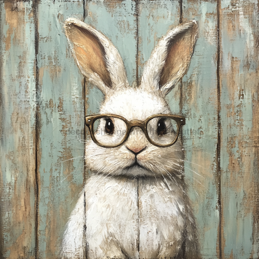 Easter Sign, Cute Bunny,, DCO-12772, Sign For Wreath, 10x10" Metal Sign