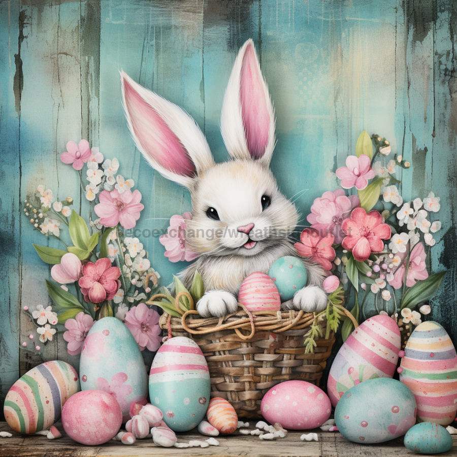 Easter Floral 10x10" Metal Wreath Sign - OAW-0075