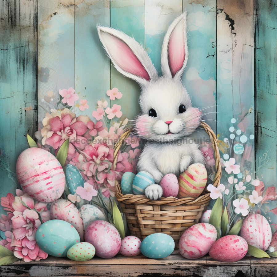 Easter Floral 10x10" Metal Wreath Sign - OAW-0076