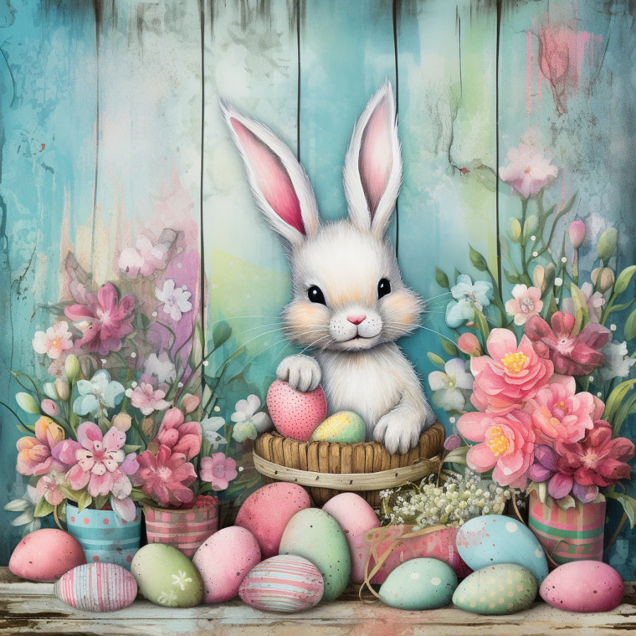 Easter Floral 10x10" Metal Wreath Sign - OAW-0078