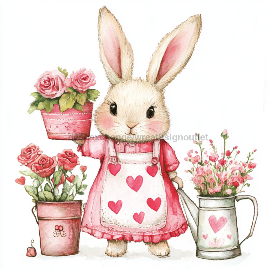 Easter Sign, Florals Bunny, DCO-12832, Sign For Wreath, 10" Metal Sign