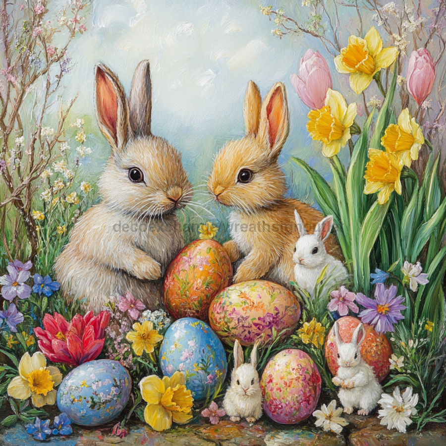 Easter Sign, Easter Florals,, DCO-12791, Sign For Wreath, 10x10" Metal Sign