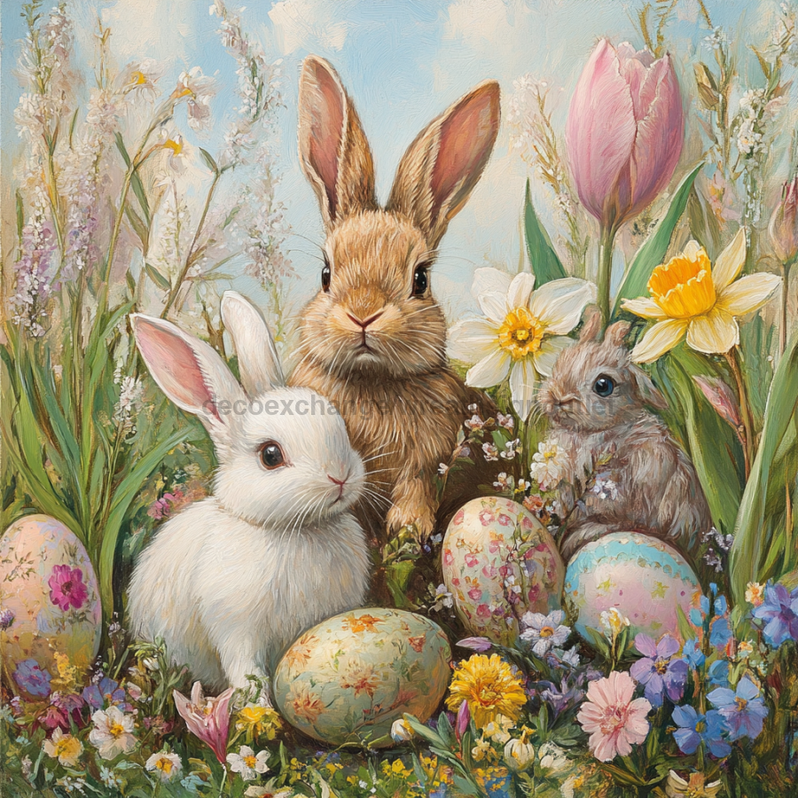 Easter Sign, Easter Florals,, DCO-12792, Sign For Wreath, 10x10" Metal Sign