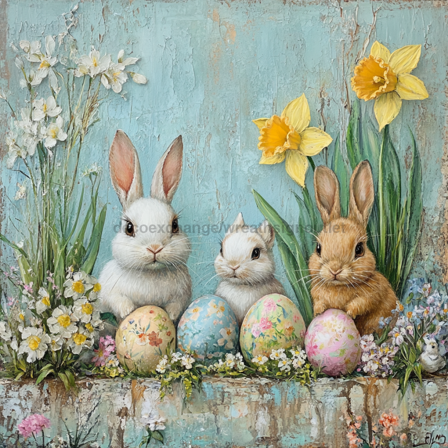 Easter Sign, Easter Florals,, DCO-12796, Sign For Wreath, 10x10" Metal Sign