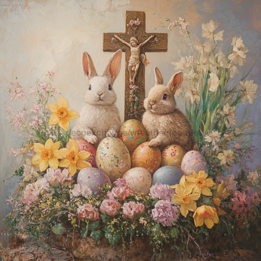 Easter Sign, Easter Florals,, DCO-12798, Sign For Wreath, 10x10" Metal Sign