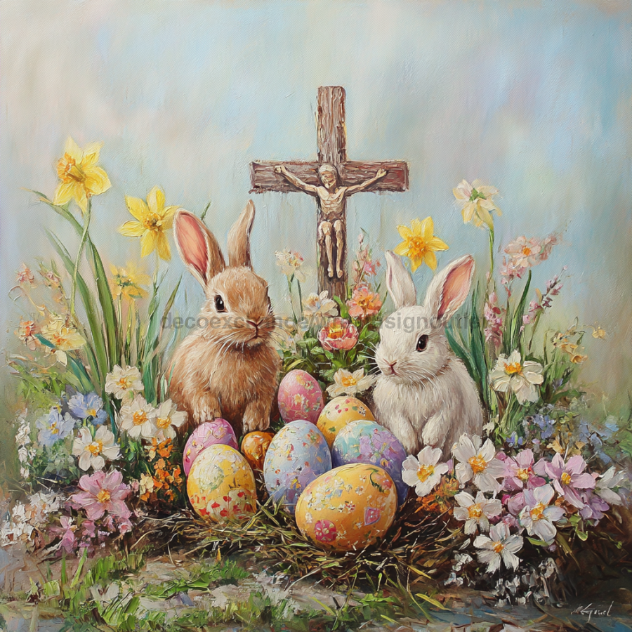 Easter Sign, Easter Florals,, DCO-12800, Sign For Wreath, 10x10" Metal Sign