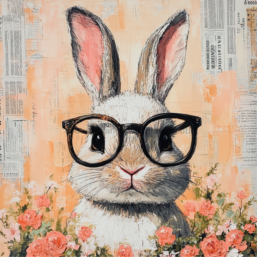 Easter Sign, Rabbit Sign, DCO-02431, Sign For Wreath, 10x10 Metal Sign