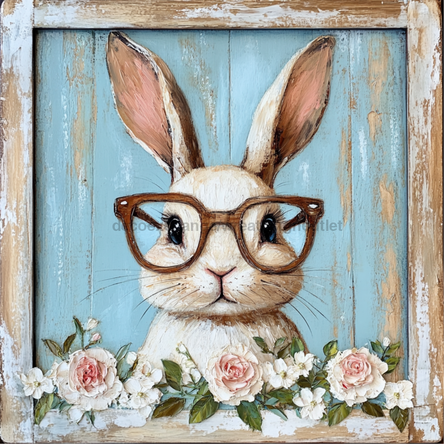 Easter Sign, Rabbit Sign, DCO-02434, Sign For Wreath, 10x10 Metal Sign