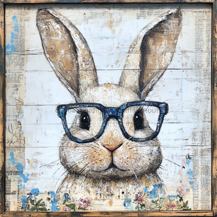 Easter Sign, Rabbit Sign, DCO-02440, Sign For Wreath, 10x10 Metal Sign