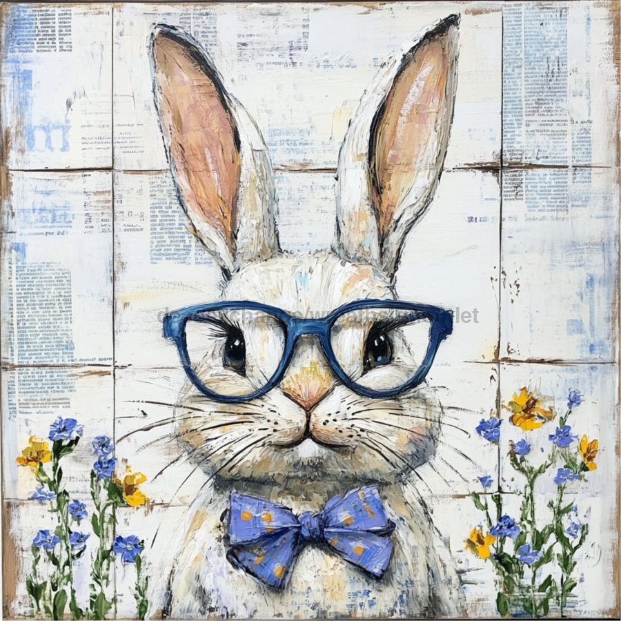 Easter Sign, Rabbit Sign, DCO-02445, Sign For Wreath, 10x10 Metal Sign