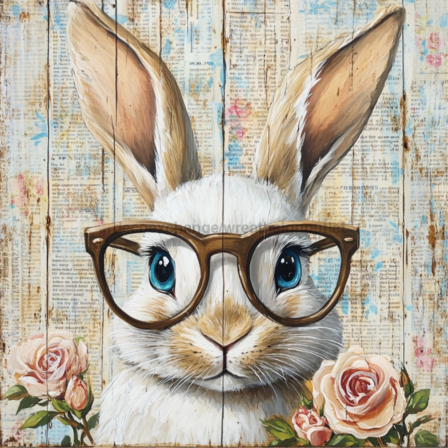 Easter Sign, Rabbit Sign, DCO-02447, Sign For Wreath, 10x10 Metal Sign