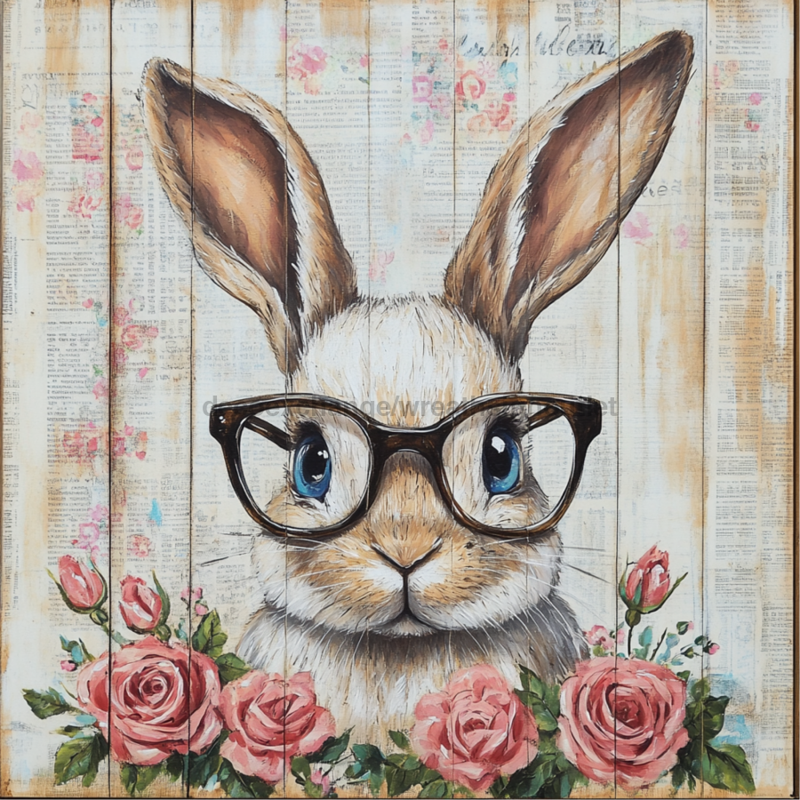 Easter Sign, Rabbit Sign, DCO-02454, Sign For Wreath, 10x10 Metal Sign