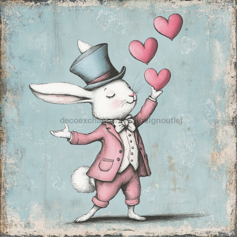 Easter Sign, Rabbit Sign, DCO-02458, Sign For Wreath, 10x10 Metal Sign