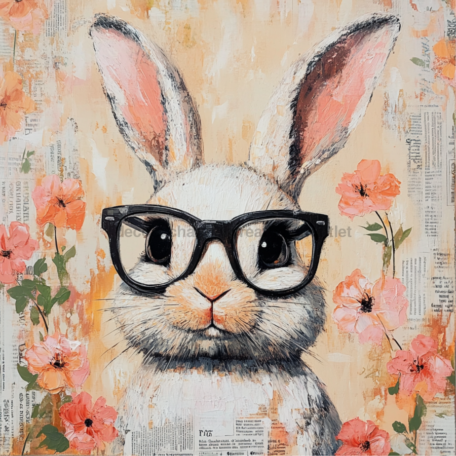 Easter Sign, Rabbit Sign, DCO-02460, Sign For Wreath, 10x10 Metal Sign