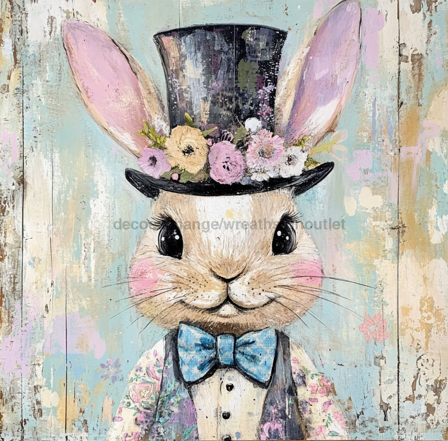 Easter Sign, Rabbit Sign, DCO-02500, Sign For Wreath, 10x10 Metal Sign ...