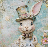 Thumbnail for Easter Sign, Rabbit Sign, DCO-02513, Sign For Wreath, 10x10 Metal Sign