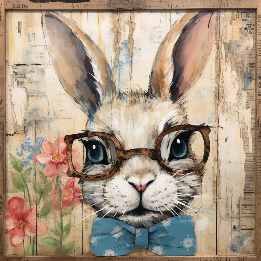 Easter Rabbit 10x10" Metal Wreath Sign - OAW-0049
