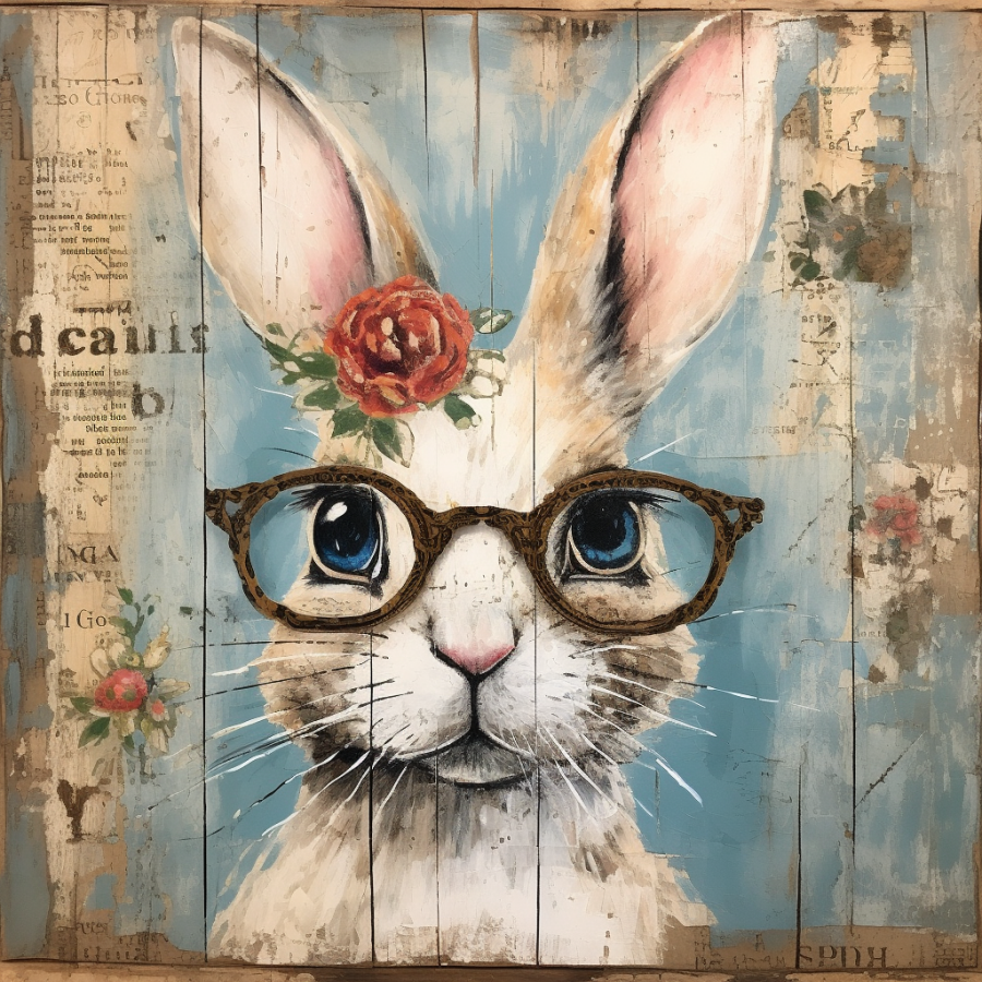 Easter Rabbit 10x10" Metal Wreath Sign - OAW-0050