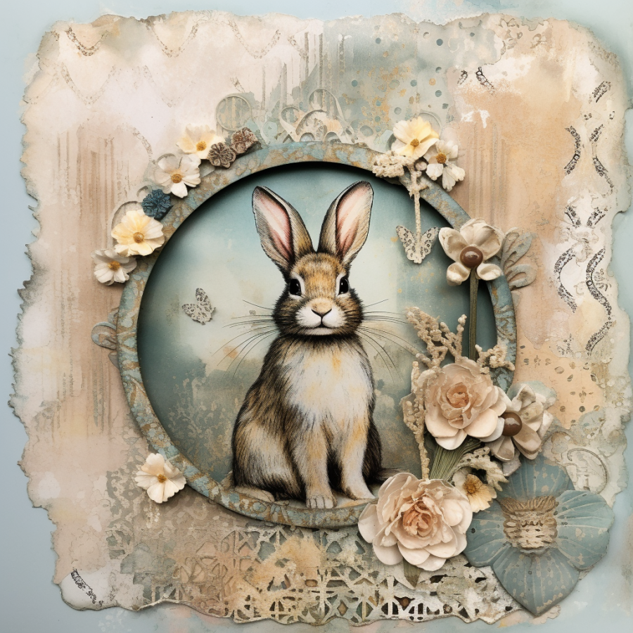 Easter Rabbit 10x10" Metal Wreath Sign - OAW-0088