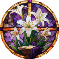 Thumbnail for Easter Religious Lily 10" Metal Wreath Sign - DECOE-5168