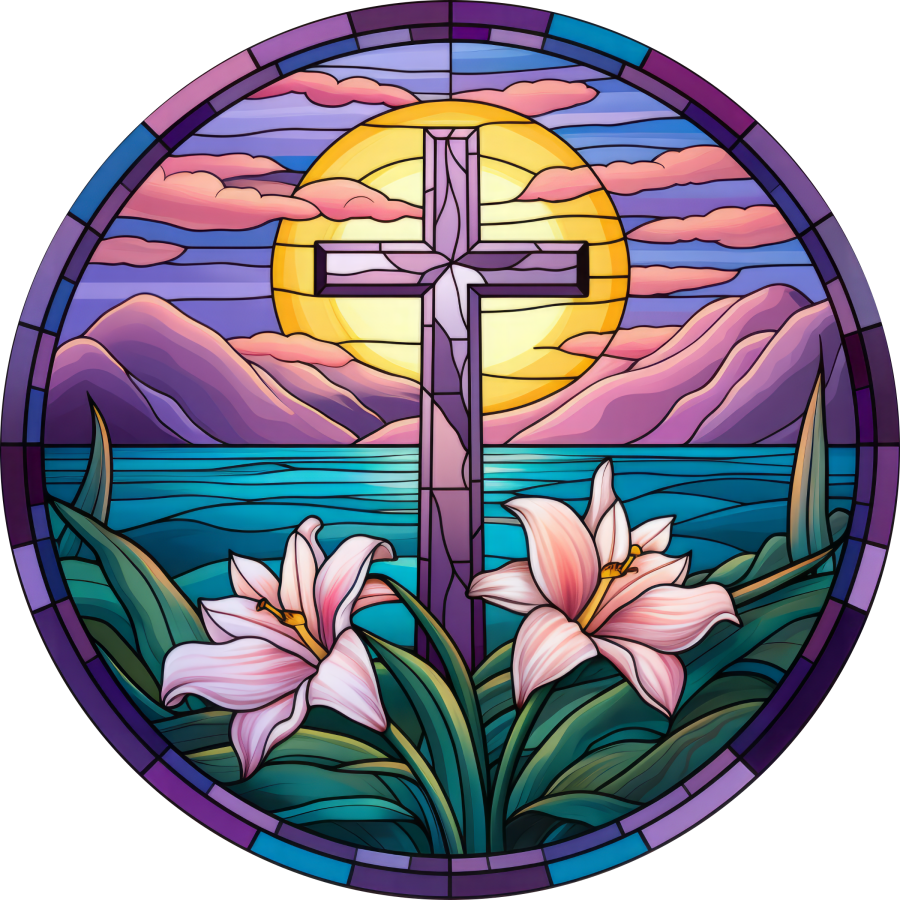 Easter Religious Lily 10" Metal Wreath Sign - DECOE-5169