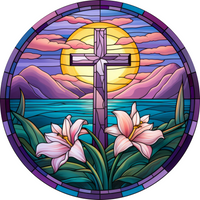 Thumbnail for Easter Religious Lily 10" Metal Wreath Sign - DECOE-5169