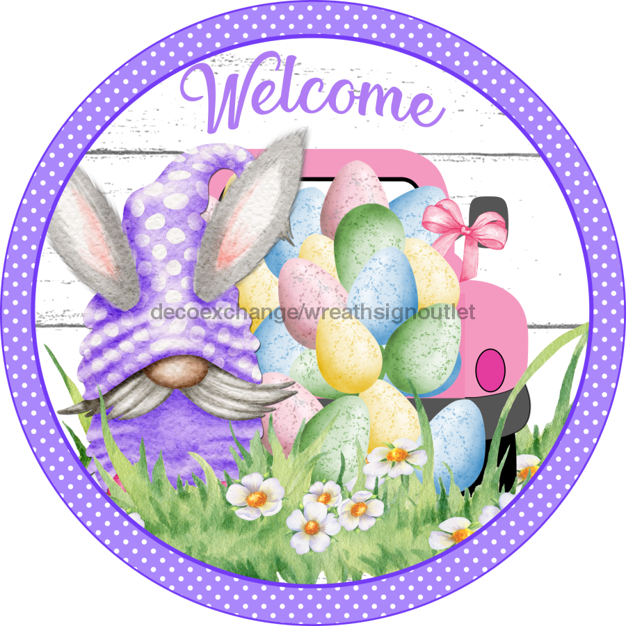 Vinyl Decal, Easter Truck Sign, Spring Sign, 10" Round Metal Sign VINYL-DECOE-272, Sign For Wreath, DecoExchange - DecoExchange