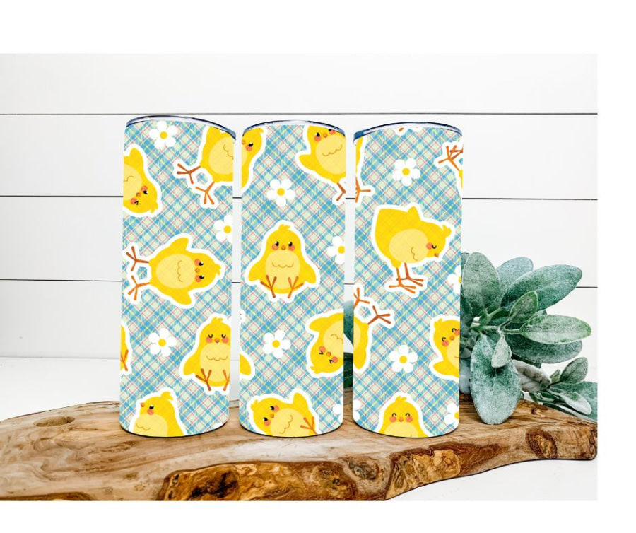 Easter Tumbler, Baby Chicks Tumbler, 20 oz Skinny Tumbler - DECOETUMBLER-204