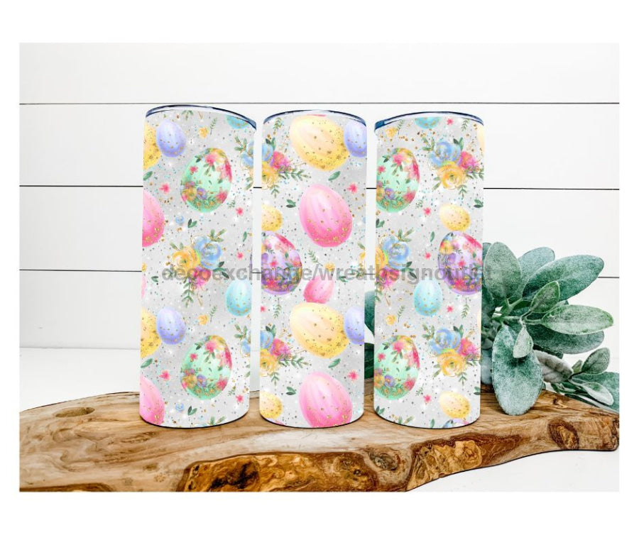 Easter Tumbler, Colorful Easter Eggs Tumbler 20 oz Skinny Tumbler - DECOETUMBLER-272