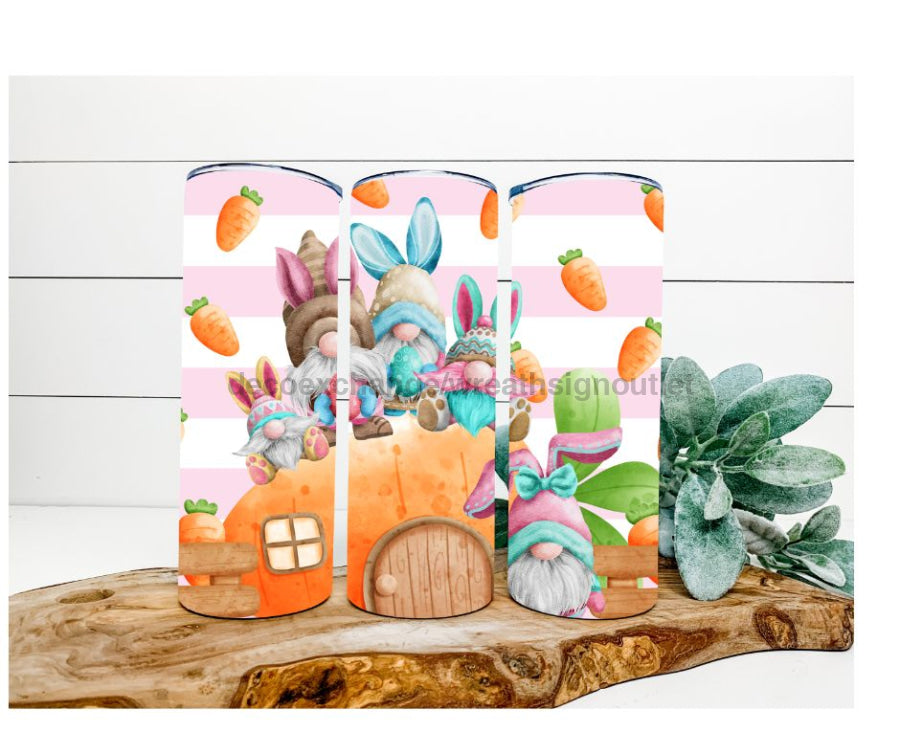 Easter Tumbler, Gnomes and Carrot House Tumbler 20 oz Skinny Tumbler - DECOETUMBLER-224