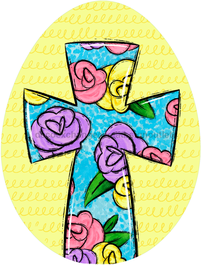 Egg Shape Cross 22" Wood Door Hanger - DECOE-W-708-DH