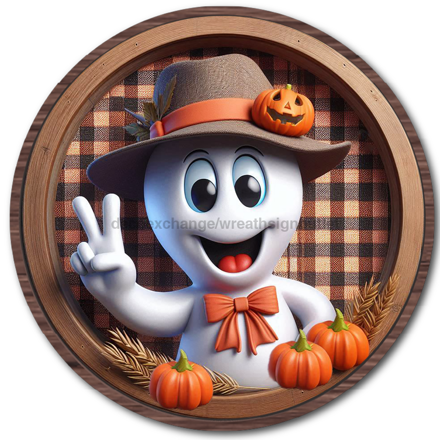 Fal Ghost Sign, DECOE-5282-D, Sign For Wreath, 10" Wood Sign