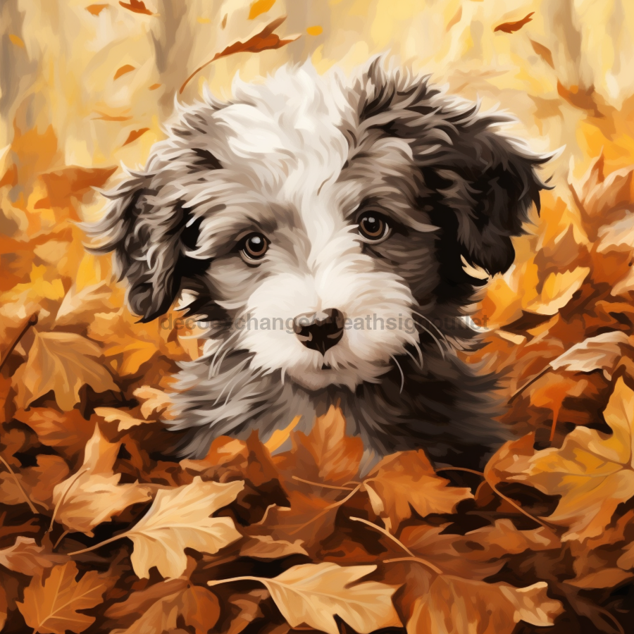 Fall Dog Wall Art, MB-00036, Sign For Wreath, 10x10" Metal Sign