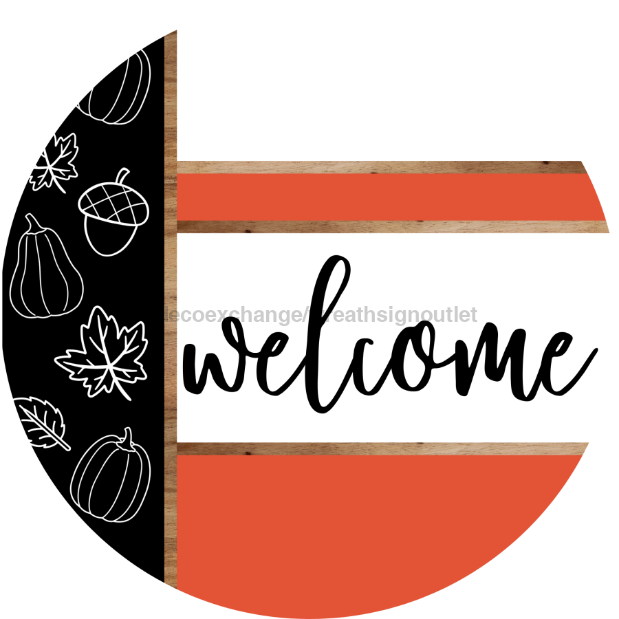 Fall Door Hanger, Welcome Door Hanger, DCO-01991-DH, 18" Round Wood