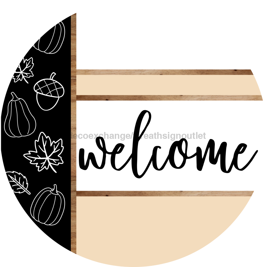 Fall Door Hanger, Welcome Door Hanger, DCO-01993-DH, 18" Round Wood