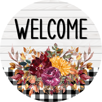 Thumbnail for Fall Floral Sign Welcome Dco-00793 For Wreath 10 Round Metal