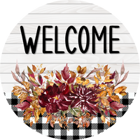 Thumbnail for Fall Floral Sign Welcome Dco-00794 For Wreath 10 Round Metal