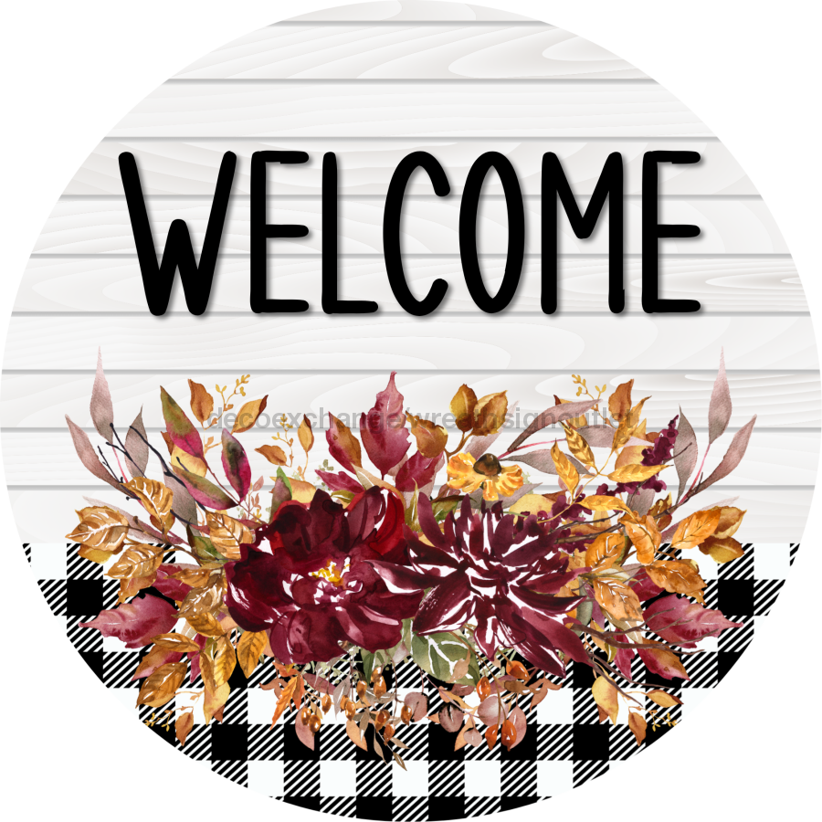 Fall Floral Sign Welcome Dco-00794 For Wreath 10 Round Metal