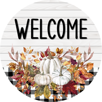 Thumbnail for Fall Floral Sign Welcome Dco-00795 For Wreath 10 Round Metal