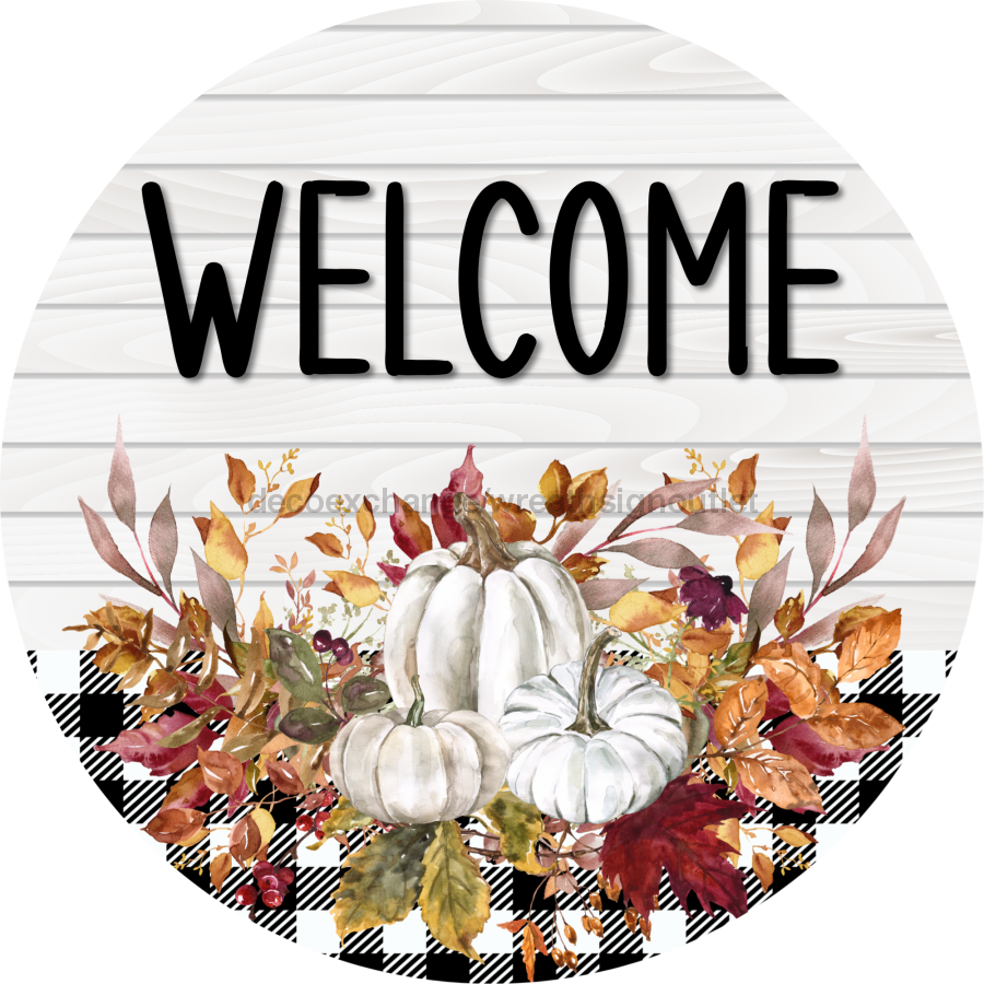 Fall Floral Sign Welcome Dco-00795 For Wreath 10 Round Metal